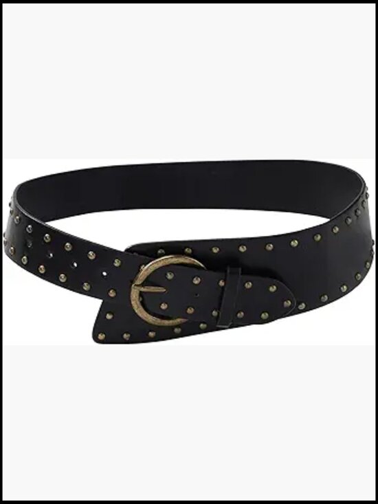 Accessories - Vintage Punk Leather Waist Belt with Chunky Metal Buckle Gothic Rocker Style